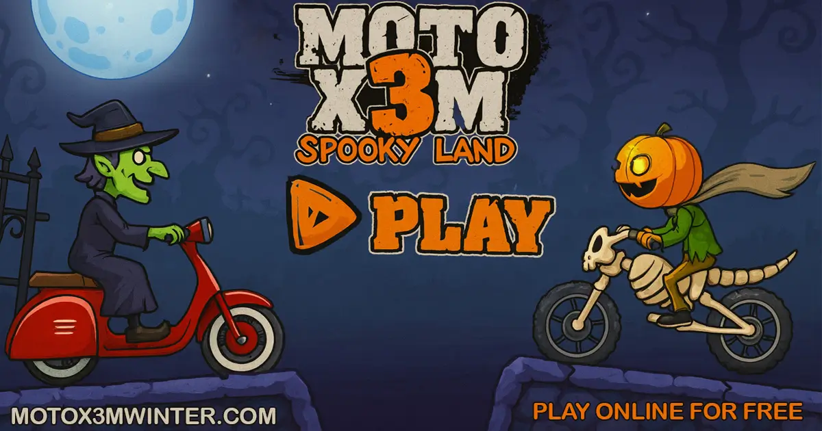 Play Moto X3M Spooky Land online – Halloween bike racing game with 22 spooky levels