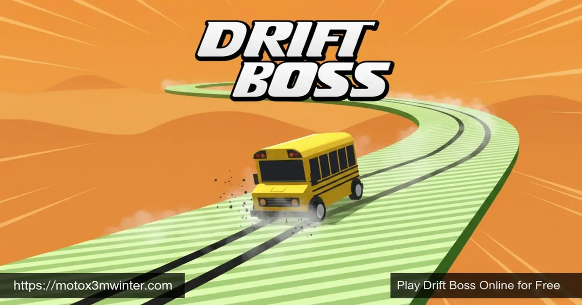 Drift Boss car drifting around a sharp corner on a floating track