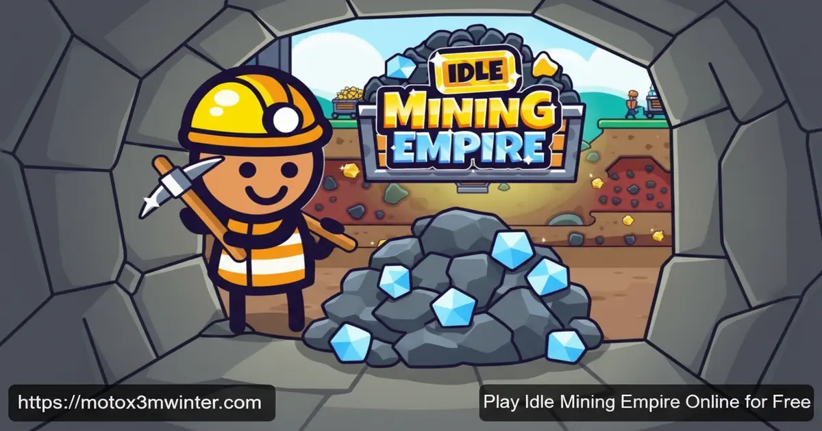 Idle Mining Empire gameplay showing miners digging gold and elevators transporting resources to the warehouse