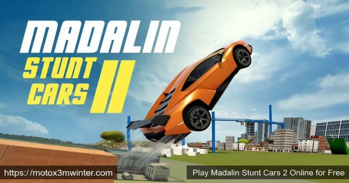 Madalin Stunt Cars 2 drifting on a stunt track with a Bugatti Veyron and Lamborghini