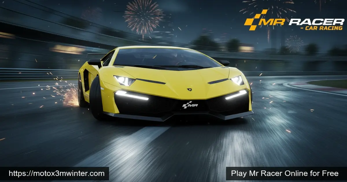Mr Racer Gameplay showing a red supercar speeding through city traffic
