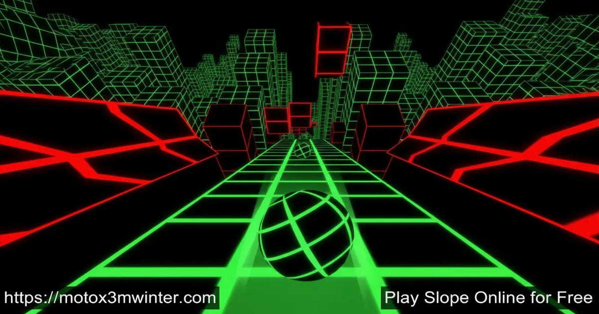 Play Slope Online for free - A fast-paced 3D neon endless runner game with rolling ball mechanics