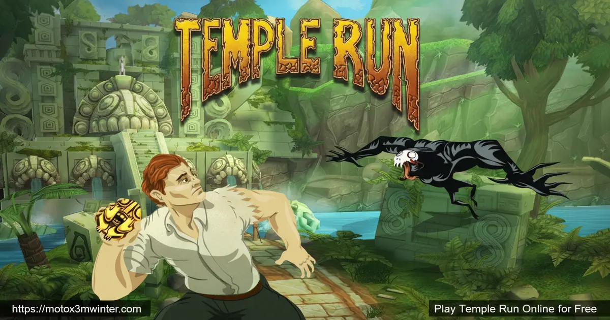 Temple Run Online Game Gameplay featuring a runner escaping demon monkeys