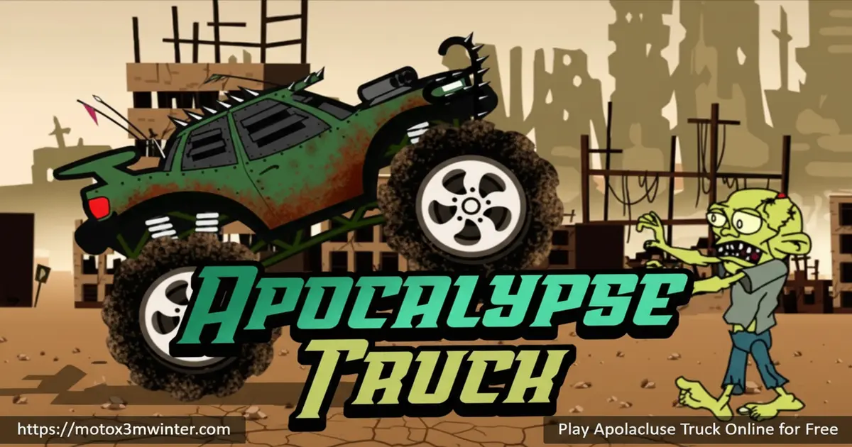 Apocalypse Truck game featuring a heavy armored 6x6 vehicle racing in a wasteland