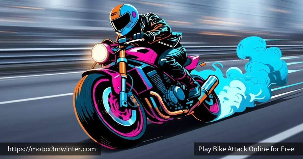 Bike Attack game featuring a motorcycle racer speeding through traffic