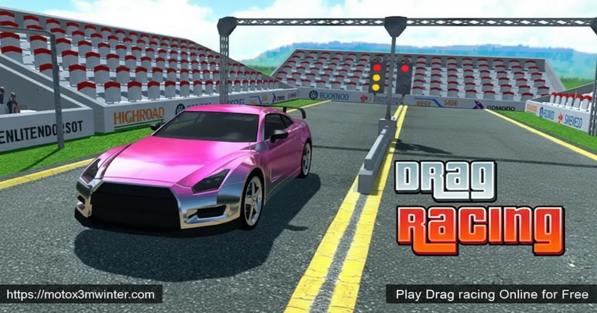 Two cars lining up at the starting line ready for a Drag racing duel