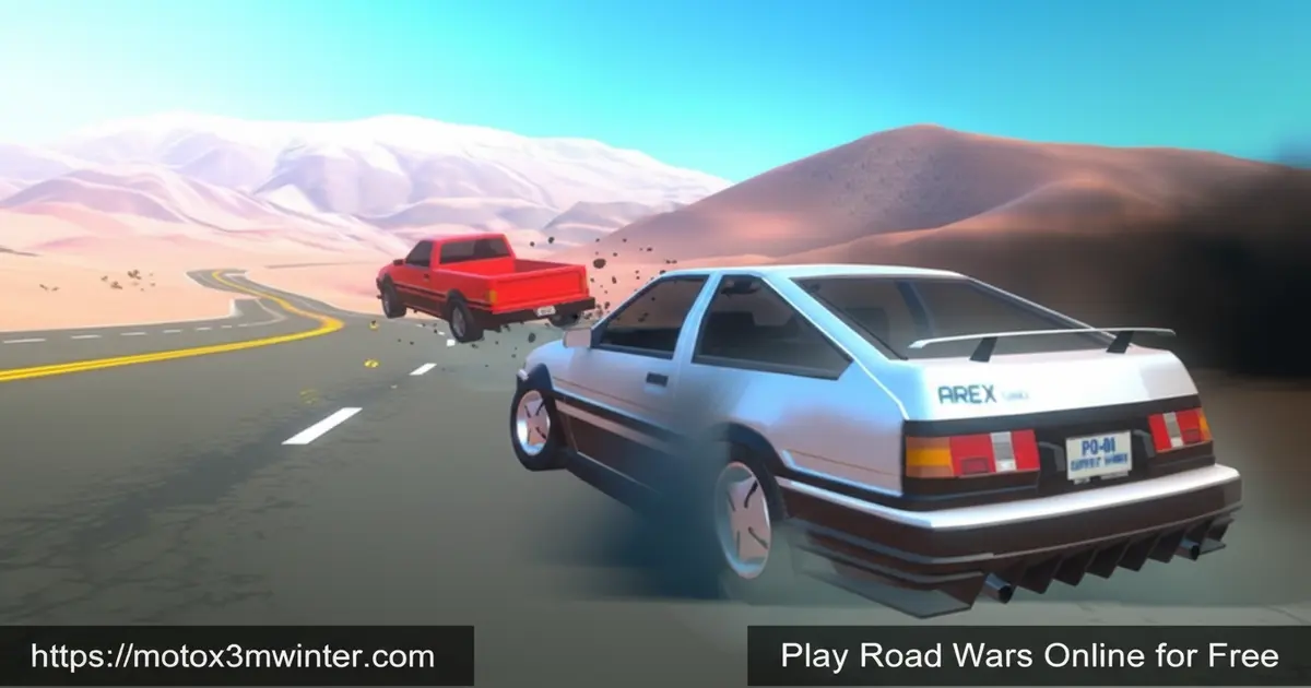 Road Wars game featuring a futuristic car speeding down a highway