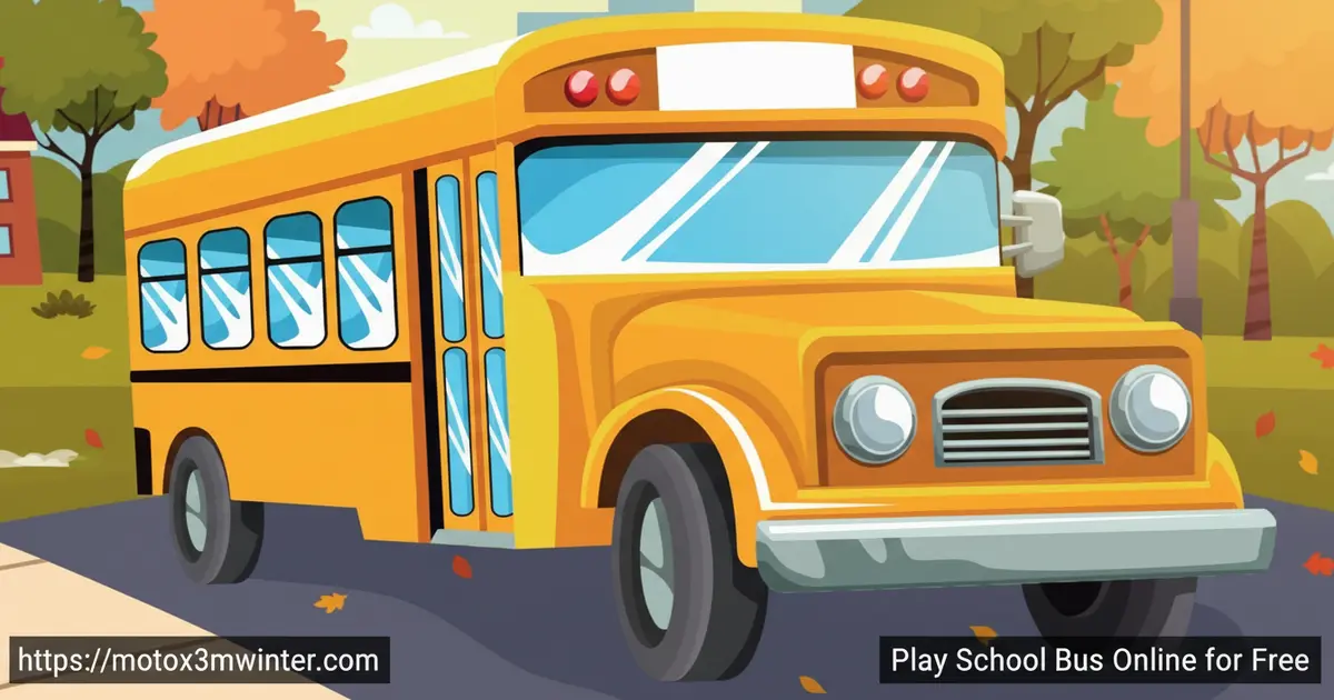 School Bus game online gameplay showing a yellow bus driving