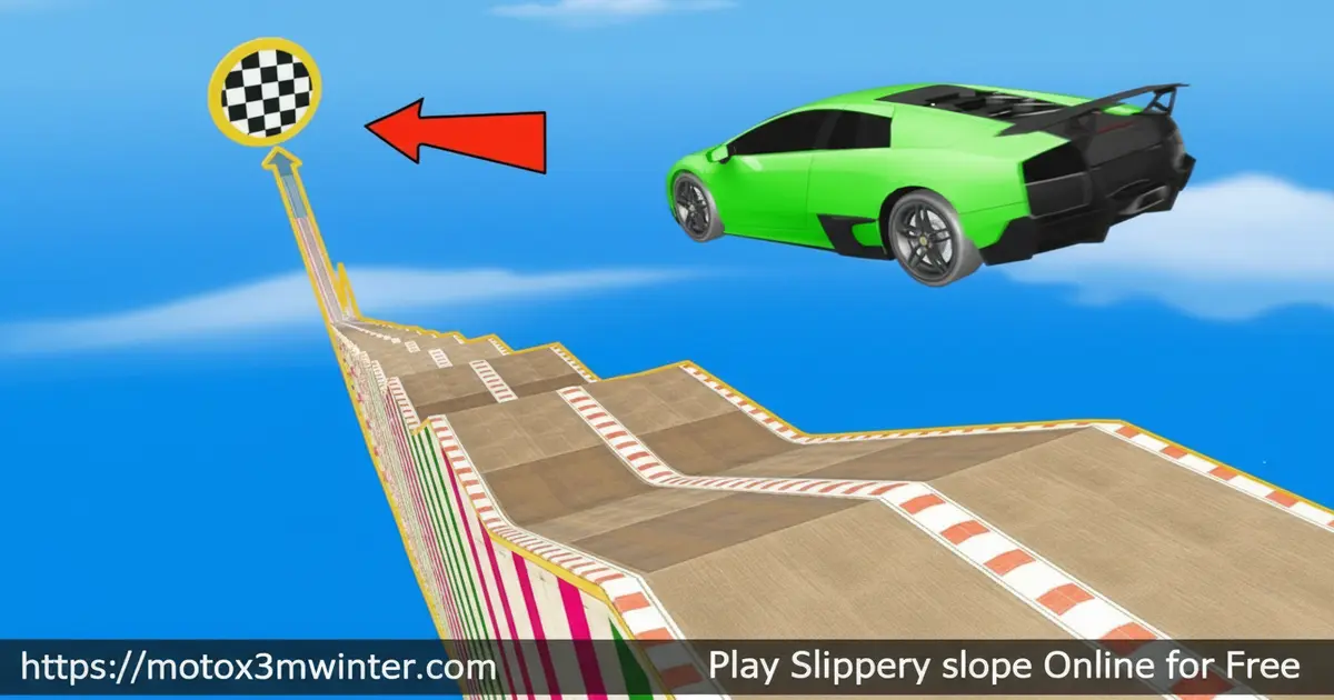 Slippery slope gameplay showing a 3D ball rolling down a neon track