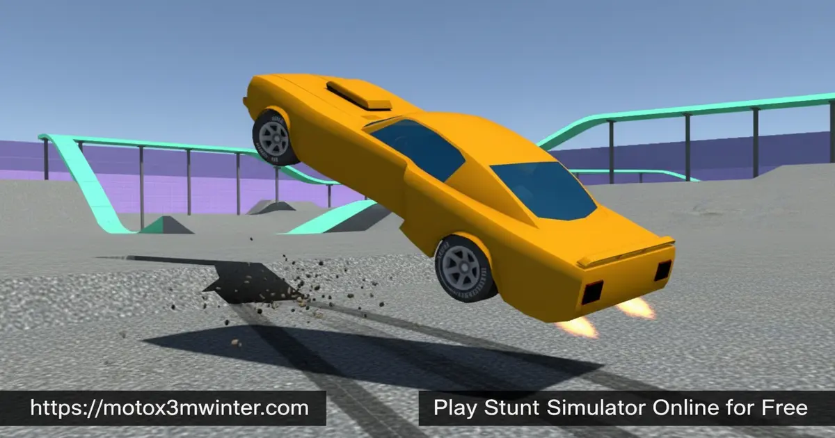 Stunt Simulator Gameplay showing a sports car mid-air