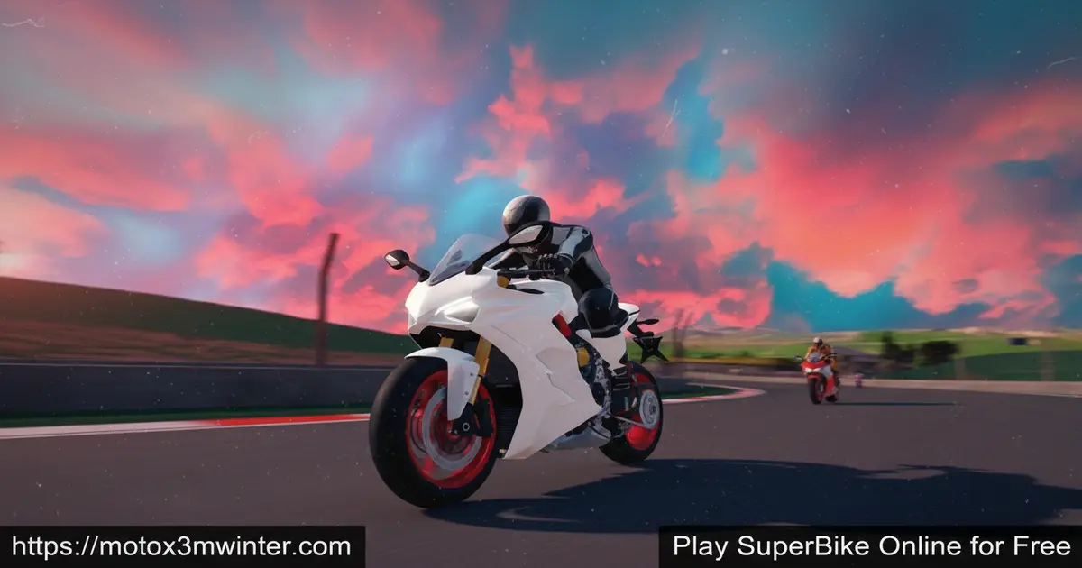 SuperBike racing game action on a race track