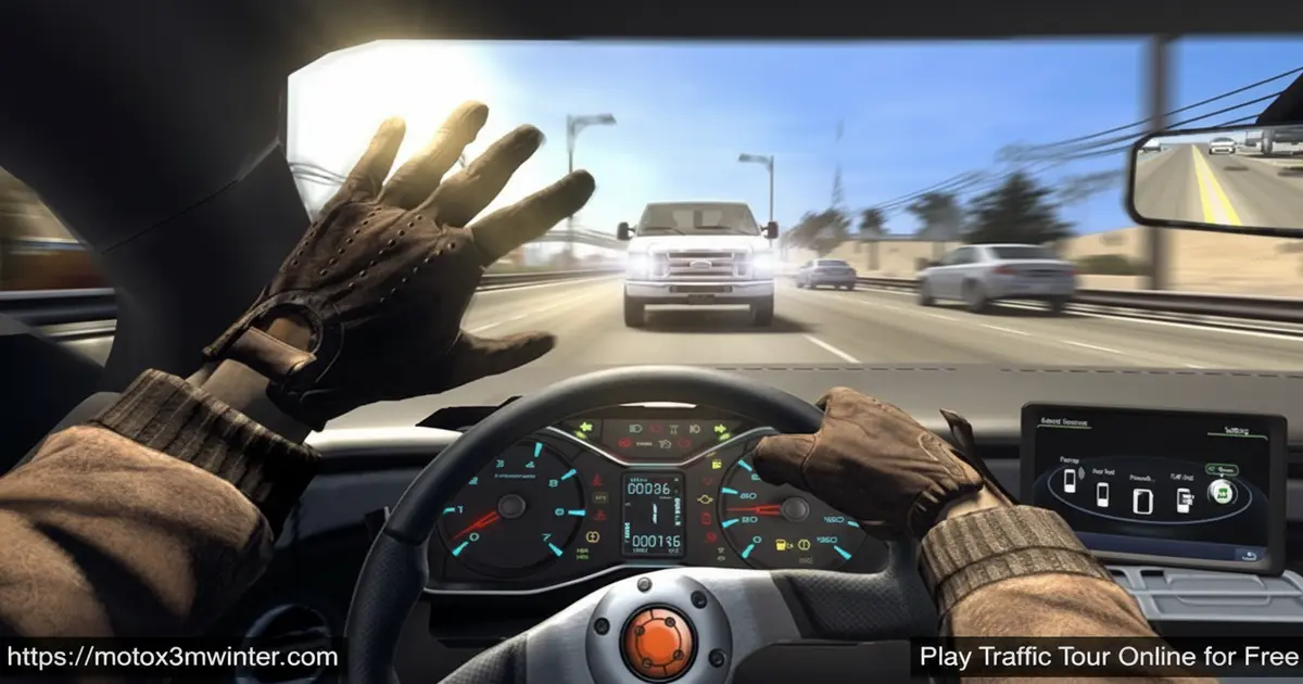 Traffic Tour Gameplay featuring a sports car racing on a highway